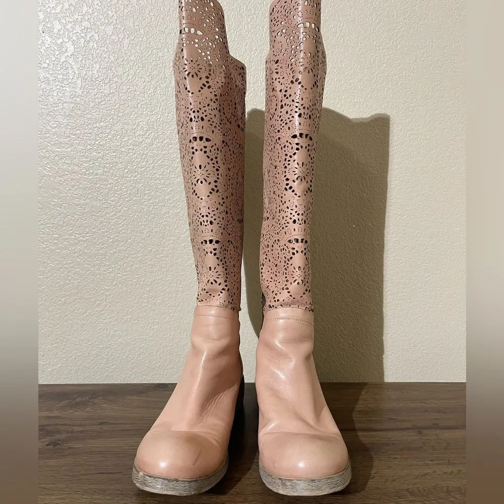 Sundance Pink Over the Knee Boots